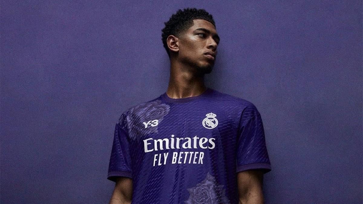 Jude Bellingham vistiendo la colaboración del Real Madrid con Y3